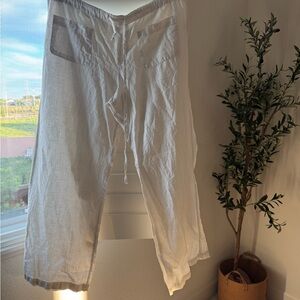 Allen Allen Cream Linen Pants